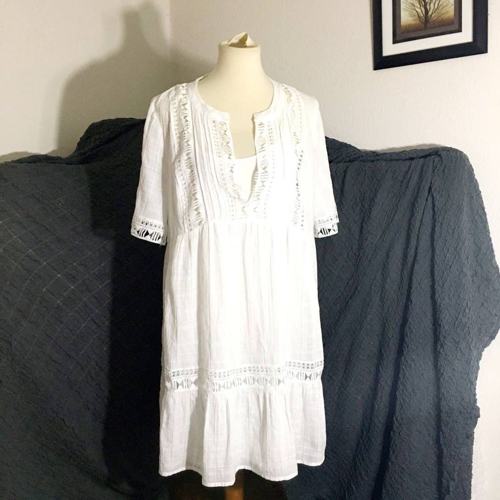 Knox Rose White Summer Flowy Dress Size L - Picture 2 of 11